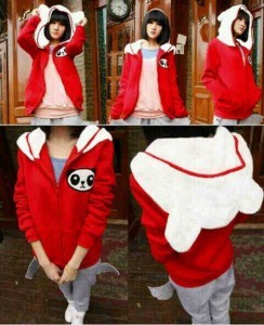 Jaket Cewek Panda  Merah Putih Jual Jacket Korea Baby 
