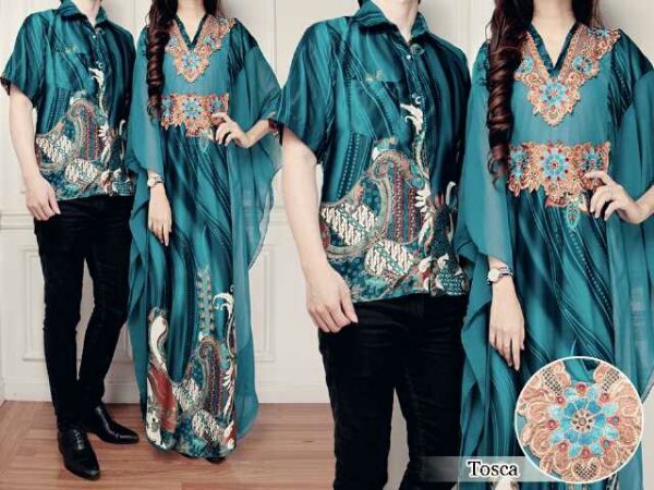 Gambar baju couple batik sutra cp204 tosca 600x450
