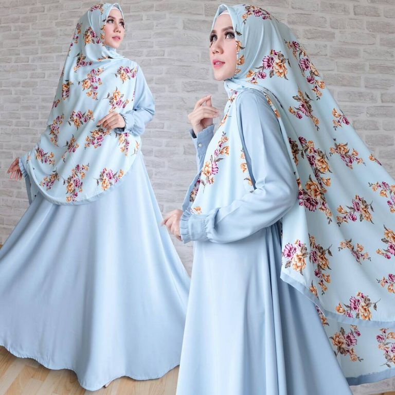 gamis wolfis bubble soft blue