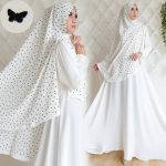 gamis syar'i wolfis bubble cute butterfly putih