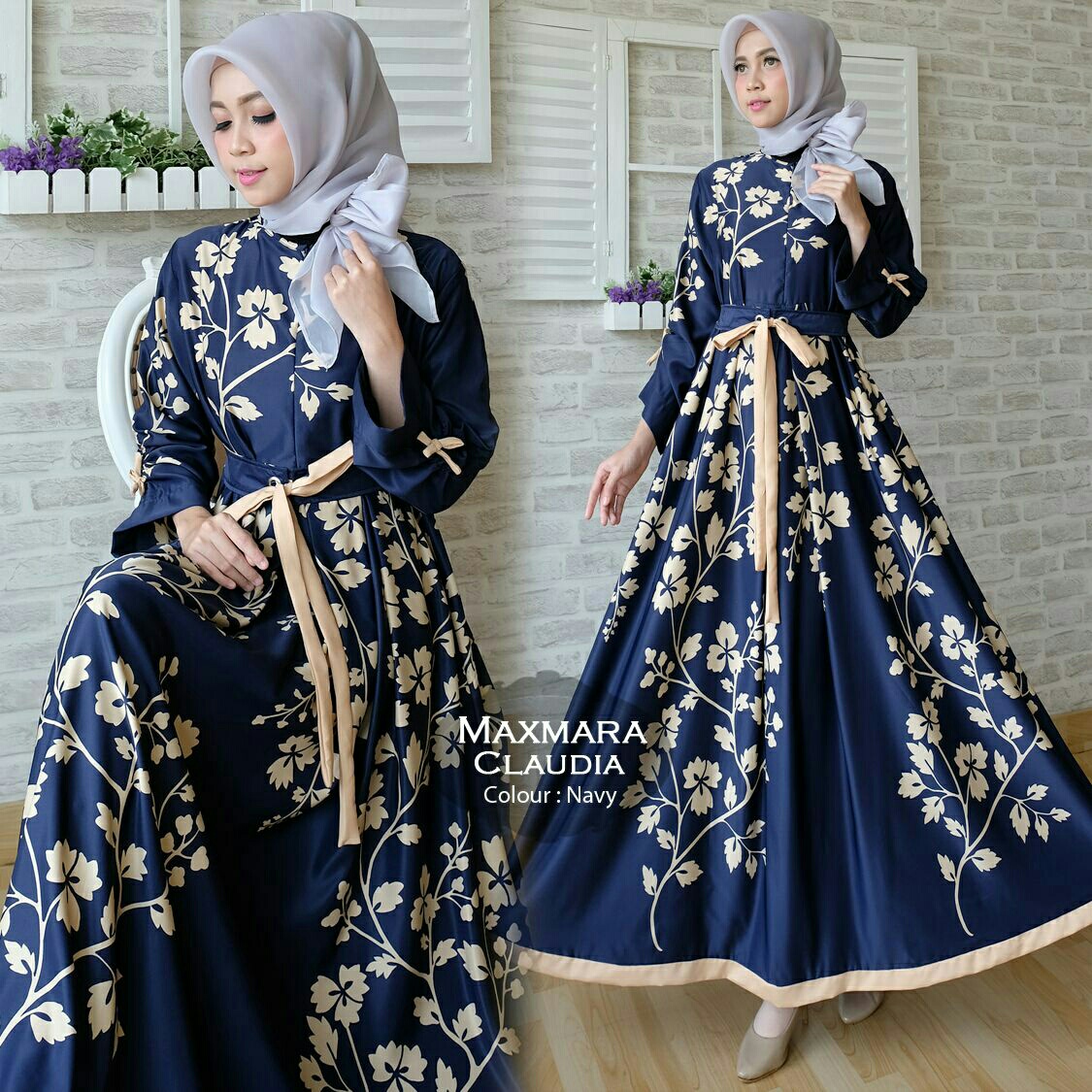  Gamis  Modern  Claudia Maxi Maxmara Baju Muslim Cantik