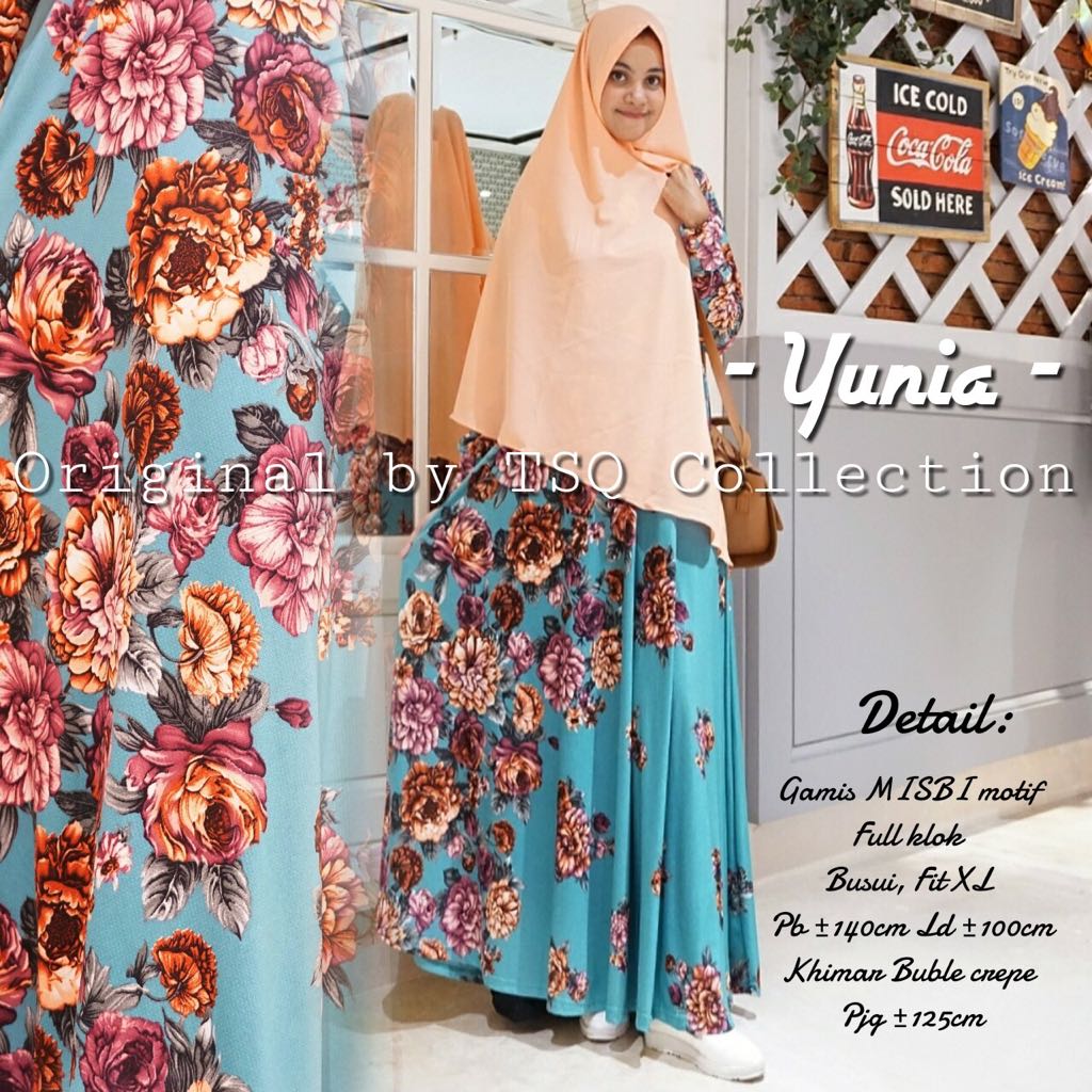 Gamis Motif Bunga Yunia Syari  Baju Muslim Modern - Butik 