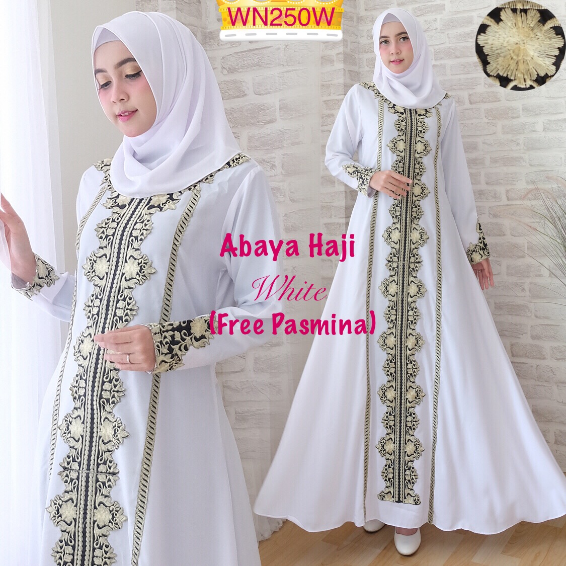 Abaya Haji Putih Size XL  Baju Muslim Cantik Murah 