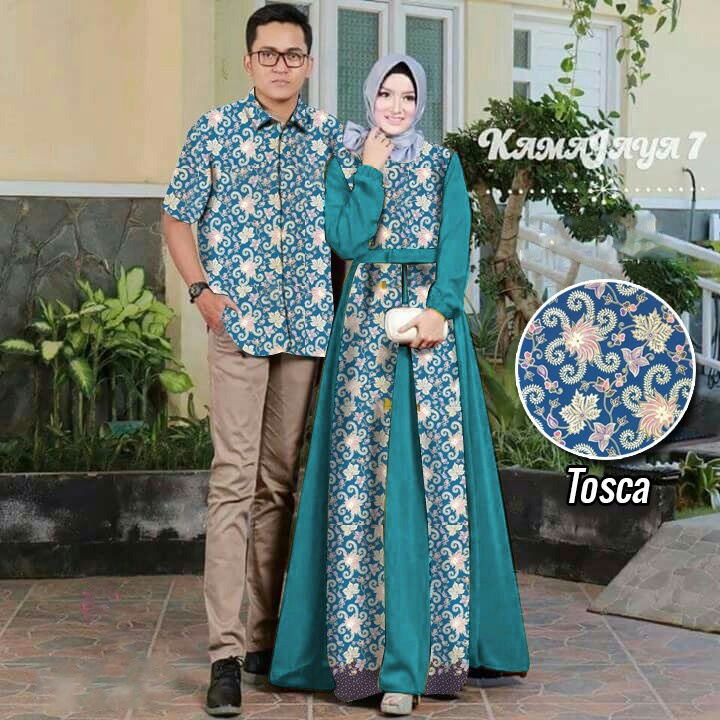 Gamis Batik Sarimbit Model Baju Batik Couple Kombinasi Terbaru