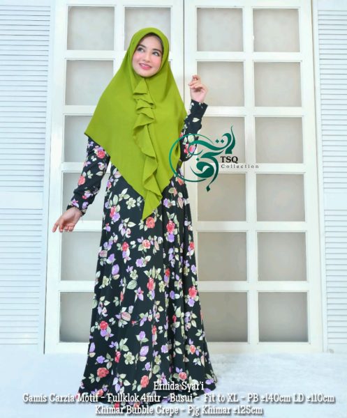 Gamis Carzia Ernida Syari. Baju Muslim Jersey - Butik Jingga